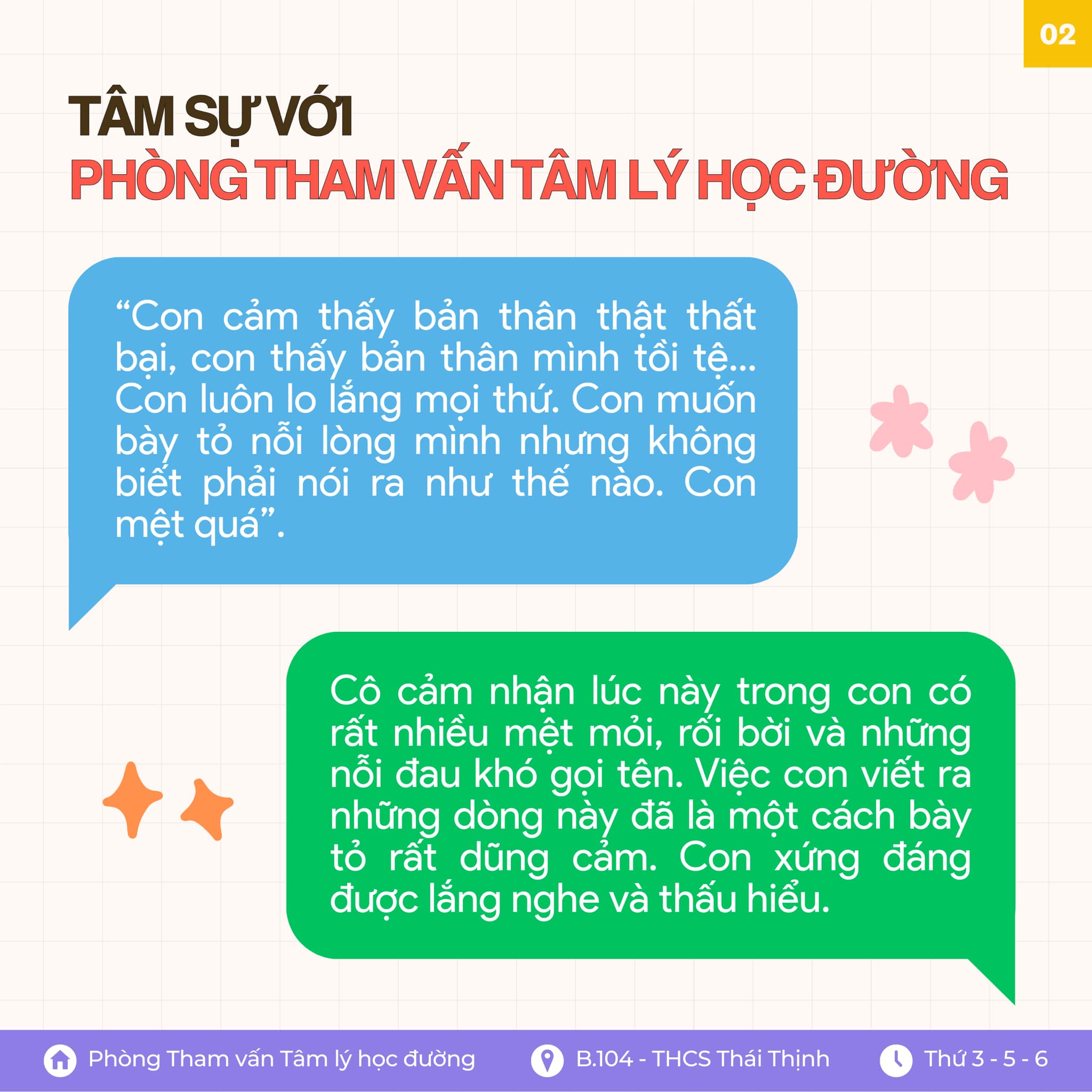 Lời hồi âm từ Phòng Tham vấn Tâm lý học đường - Số 02