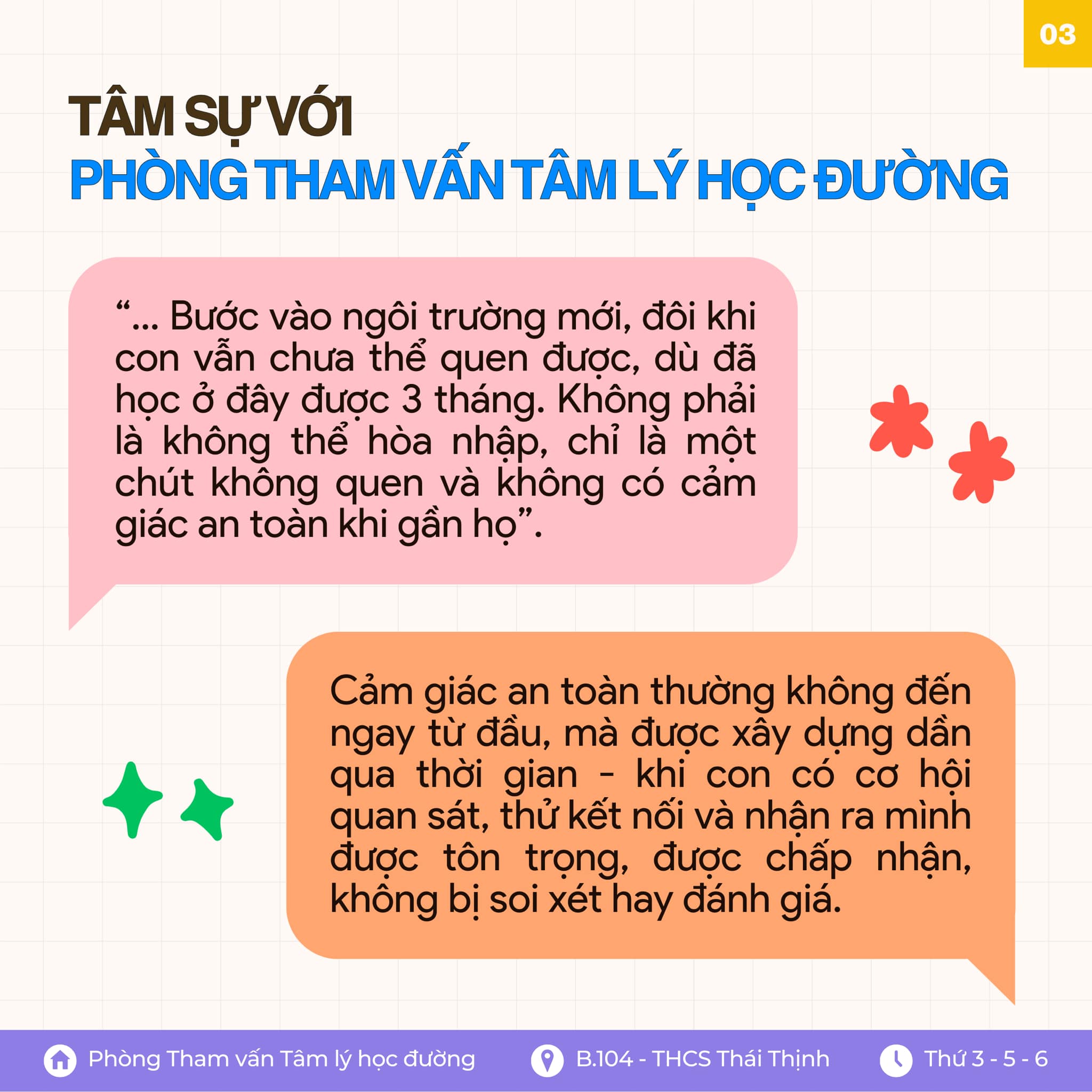 Lời hồi âm từ Phòng Tham vấn Tâm lý học đường - Số 03