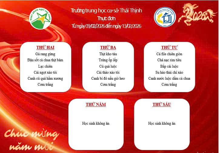 Thực đơn tuần 23 (09.02-13.02.2026)