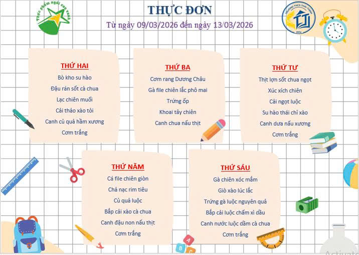 Thực đơn tuần 26 (09.03-13.03.2026)