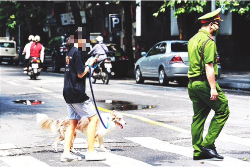 Dắt chó đi vệ sinh ngày đầu Hà Nội giãn cách, cô gái bị phạt 2 triệu