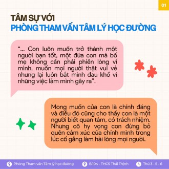 Lời hồi âm từ Phòng Tham vấn Tâm lý học đường - Số 01