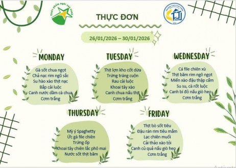 Thực đơn tuần 21 (26.01-30.01.2026)