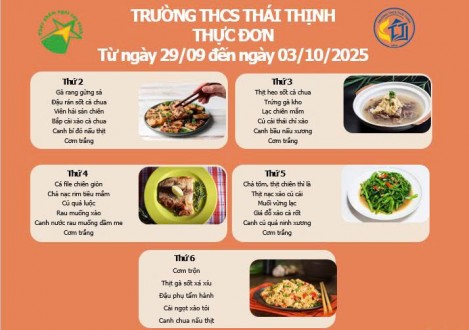 Thực đơn tuần 4 (29.9-03.10.2025)